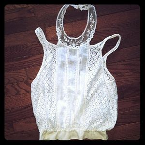 DELICATE WHITE LACE TANK WITH LACE NECK