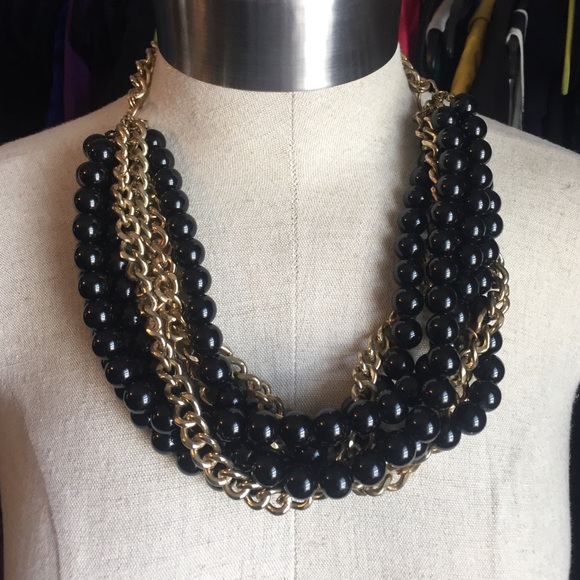 Black and Gold Statement Necklace