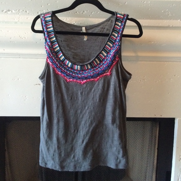 Anthropologie tank with interesting neckline