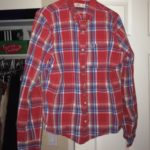 Men's medium hollister red white &blue flannel - Picture 1 of 1