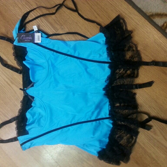 2 pc satin corset & thong panty set