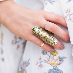 Bohemian gold etched ring