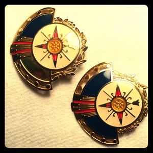1980's Vintage earrings Compass themed