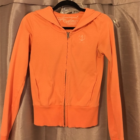 American Eagle Outfitters Orange Zip Up Hoodie