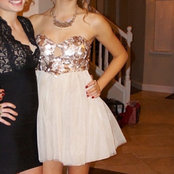 Gold Short Homecoming Dress