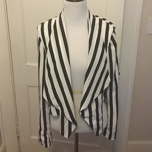 Black and white striped cropped jacket