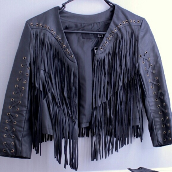 h&m fringe jacket
