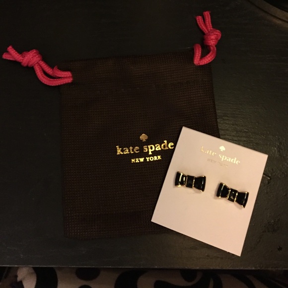 Never worn Kate spade black bow earrings
