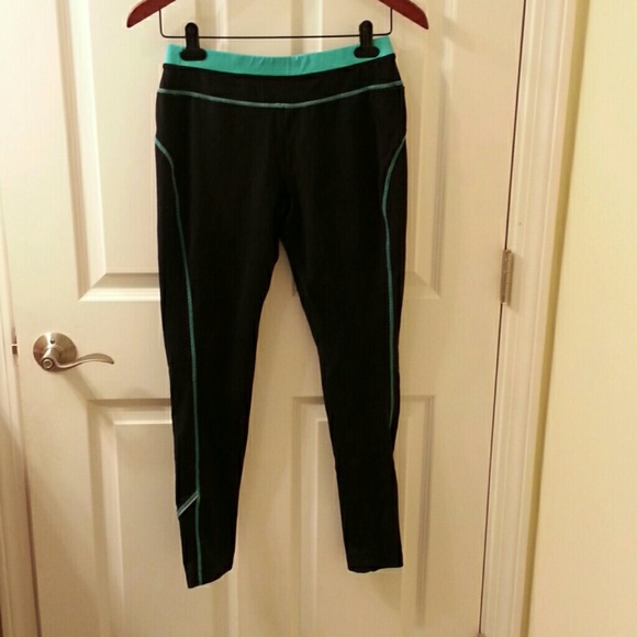 Black and turquoise long jogging leggings
