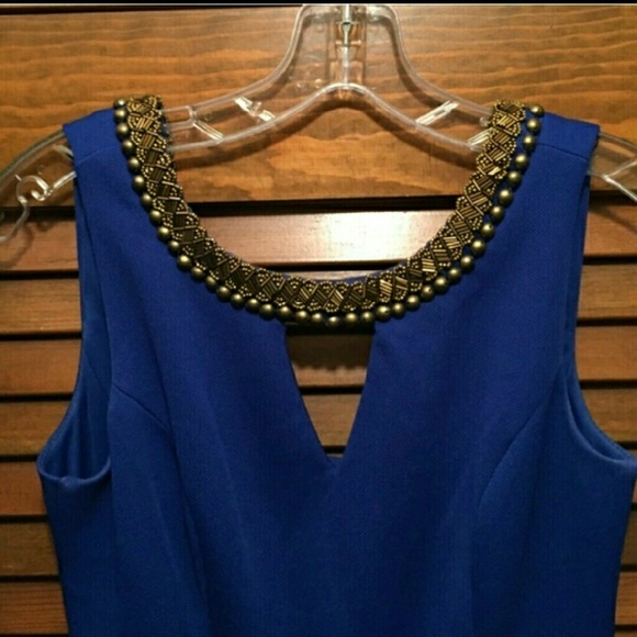 Blue beaded skater dress - Picture 3 of 4