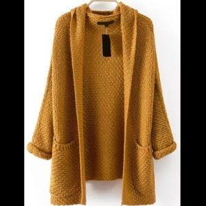 Hooded Chunky Knit Sweater Cardigan