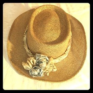 Vintage gold straw hat