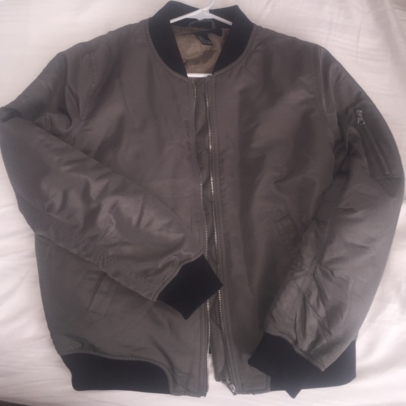 Gray bomber jacket