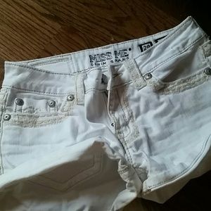 White miss me shorts