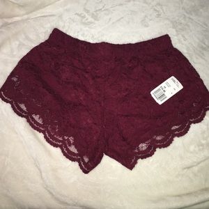 NWT maroon lace shorts