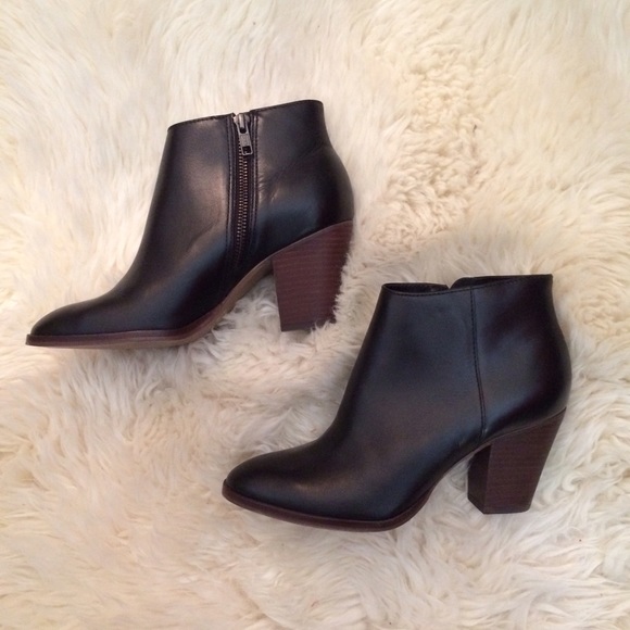 JCrew Black Leather Booties