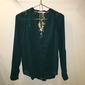 Emerald green lace top