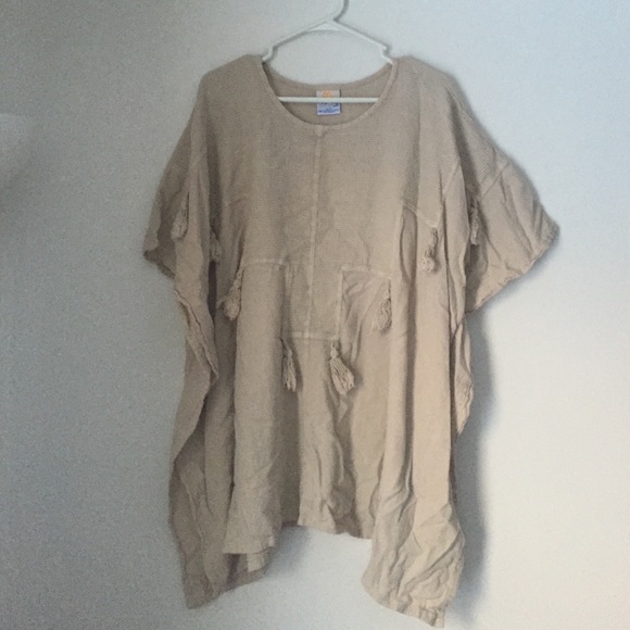 Cream fringe poncho