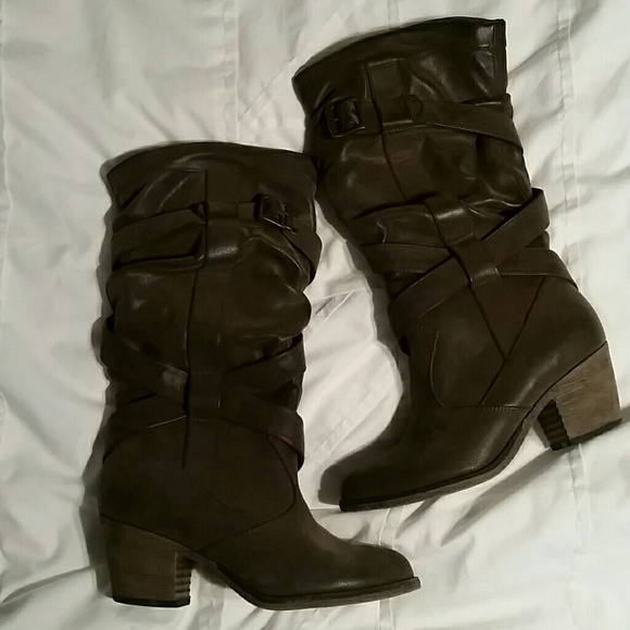 Brown suede boots