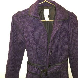 Purple belted pea coat