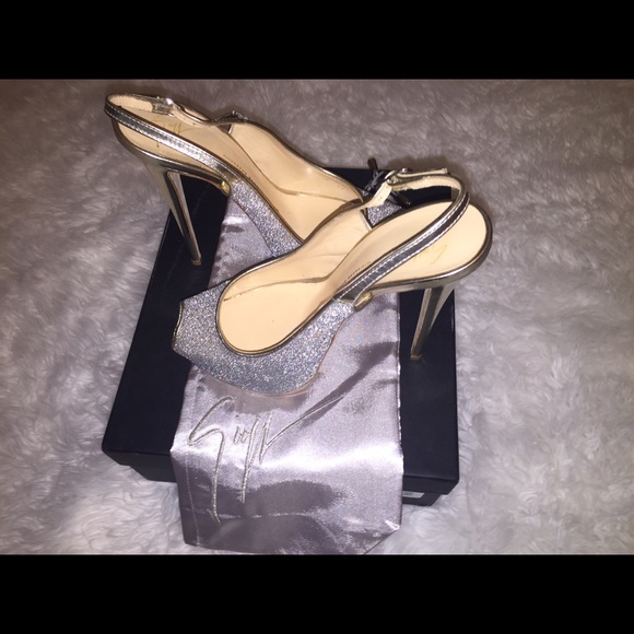 Silver Giuseppe Zanotti Peep Toe Pumps