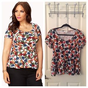 Plus Size Floral Peplum Top
