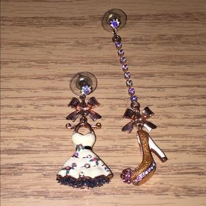 Betsey Johnson Shoe and Dress Mismatch Earrings