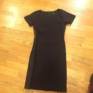 Theory black dress with leather sides