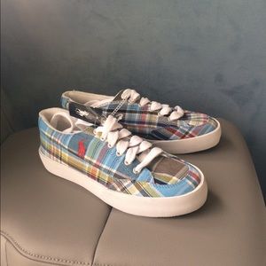 Ralph Lauren Polo Blue Checkered Sneakers (Size 7)