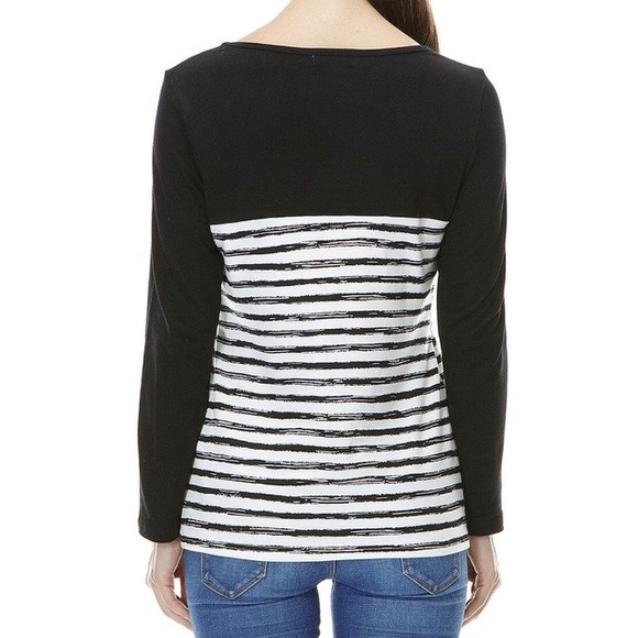 Black stripe nursing breastfeeding top - Picture 3 of 4