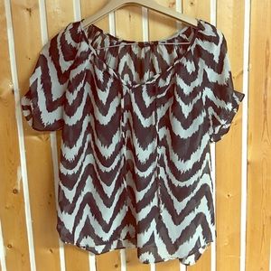 Very cute black and white sheer top.