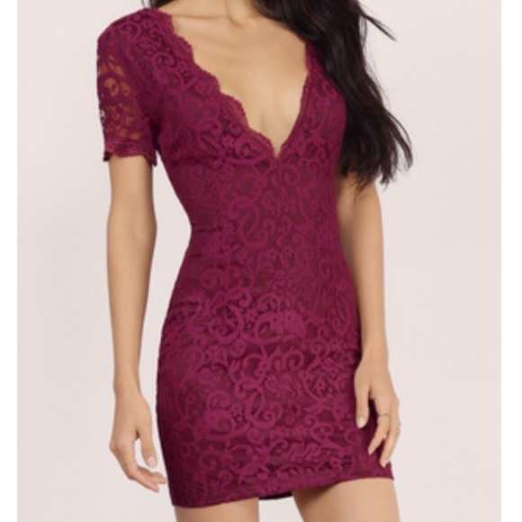 Burgundy Vdara Lace Bodycon dress
