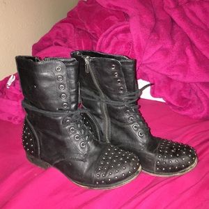 Black Studded Combat Boots