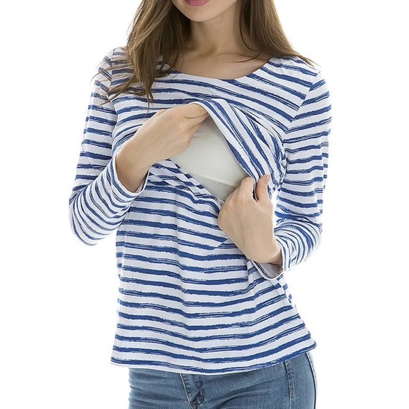 Blue stripe nursing top - Picture 3 of 3