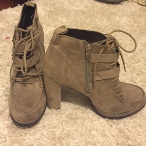 Heeled suede booties