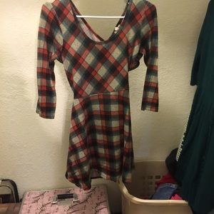 Flannel dress with cut out back