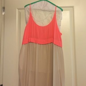 Coral and cream maxi dress