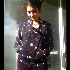 Galaxy print moto jacket 😝