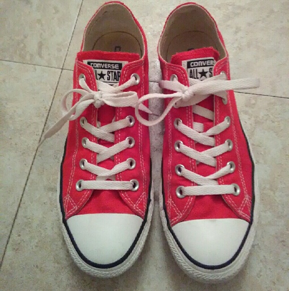 Red Converse canvas shoes
