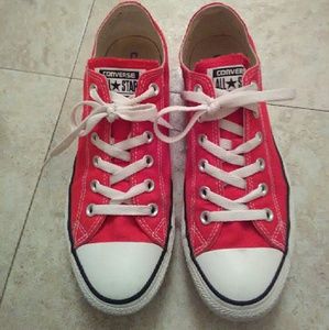 Red Converse canvas shoes