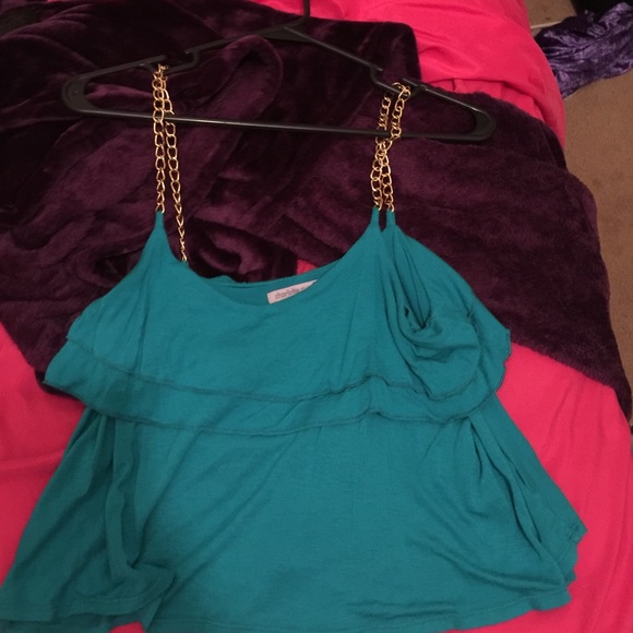 Charlotte Russe crop top. Blue with gold straps