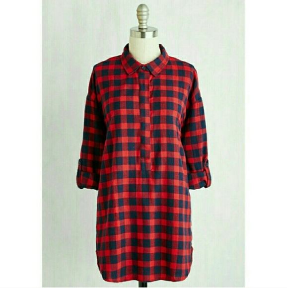 Plaid Button Up Tunic