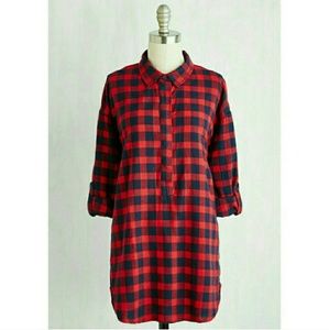 Plaid Button Up Tunic