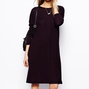ASOS Long Sleeve T-shirt Dress in Plum