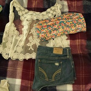 Embroidered lace vest, bundled with