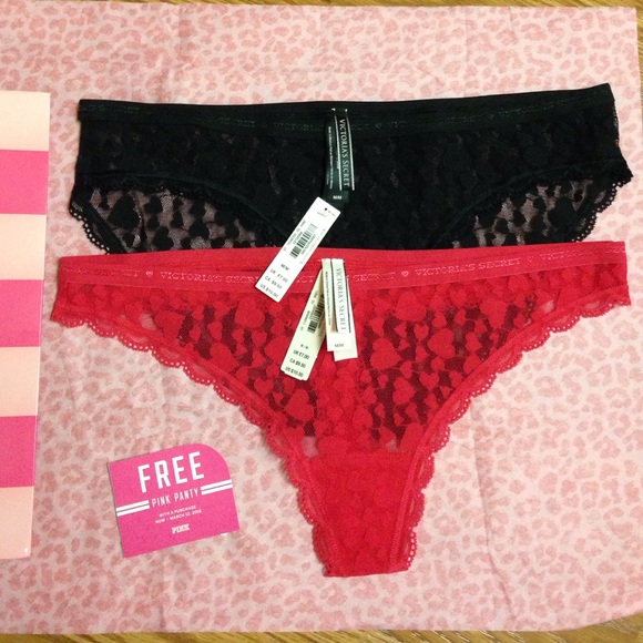 Vs heart lace panty bundle