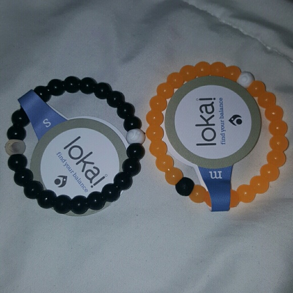 2 lokai bracelets black, orange