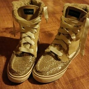 Sperry gold and glitter