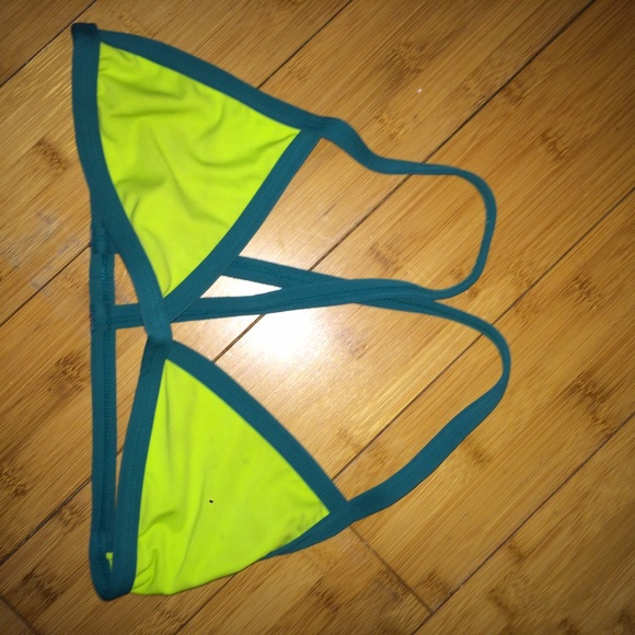 Posh pua neon green&teal bikini top