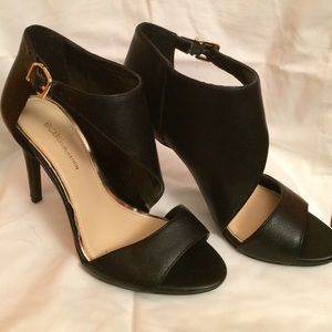 Black Strap Leather Heels
